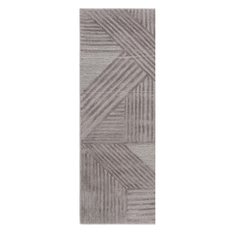 Mauve-lous Geometric Area Rug in Taupe, Runner 2'6' x 12'