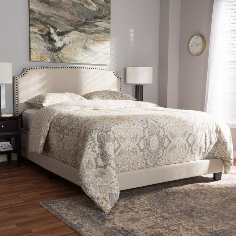 Lit tapissier standard Amick, Grand, Beige