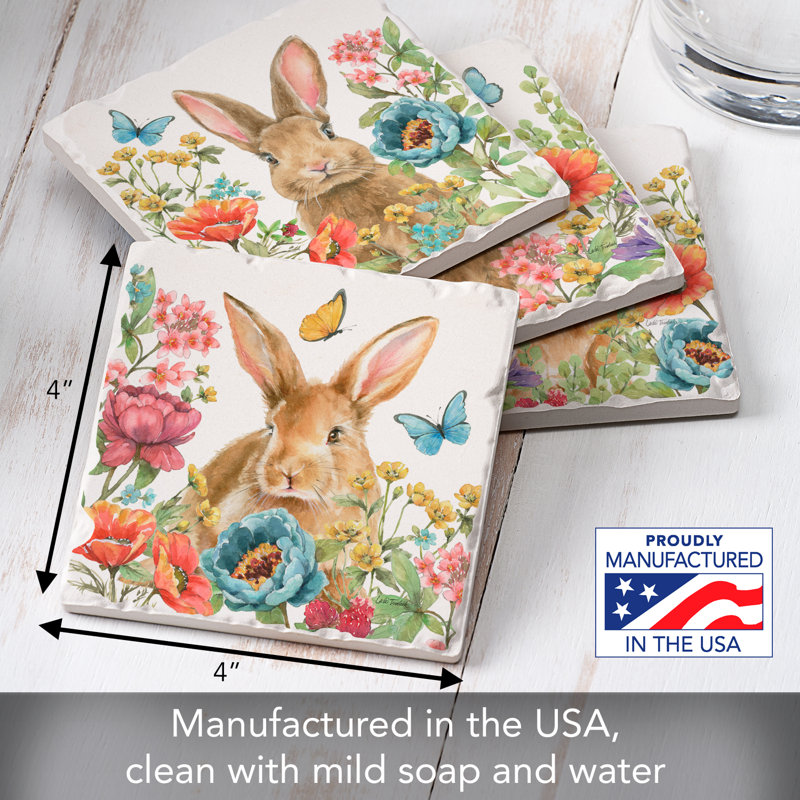 Ensemble de 4 sous-verres Garden Bunnies