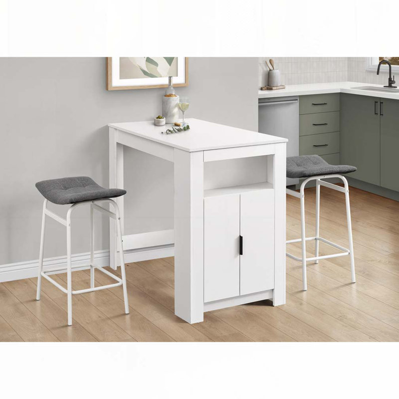 Barstool, Counter Height, Set Of 2,, Gray, White