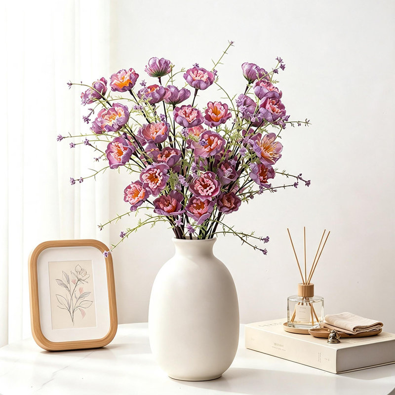 8 pièces de fleurs de papillons de coquelicots artificiels en mousse réaliste avec des branches en plastique pour un arrangement de vase