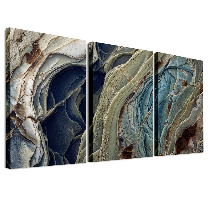 Ensemble de 3 toiles bleues et vertes, 36"H x 24"W x 3pcs