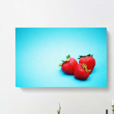 Three Strawberries - Wrapped Canvas
