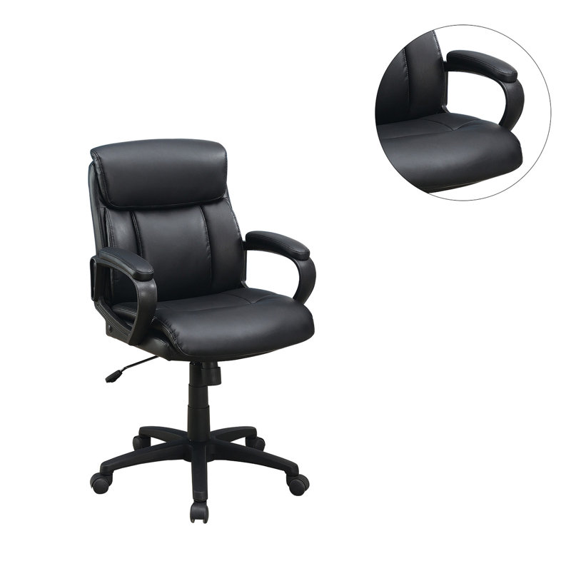 Chaise de bureau réglable en hauteur, noire, rembourrée, d'une capacité de poids de 250 lb, d'une chaise de 25,59