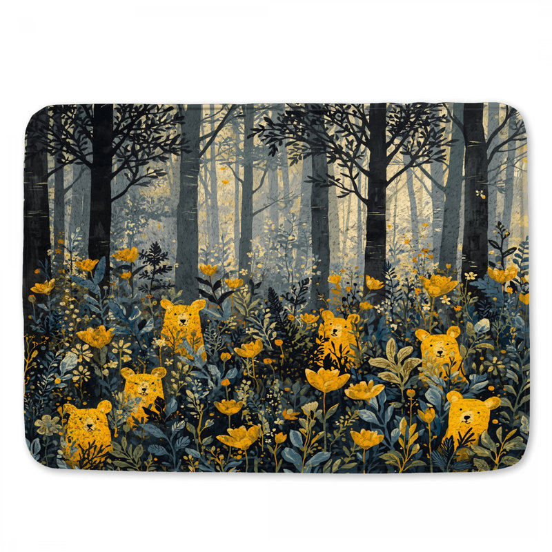 Tapis de bain «Yellow Bears In Forest», L 24 po x L 17 po