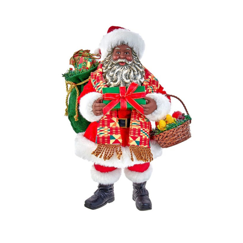 Kurt Adler Fabriche African American Santa, 12in