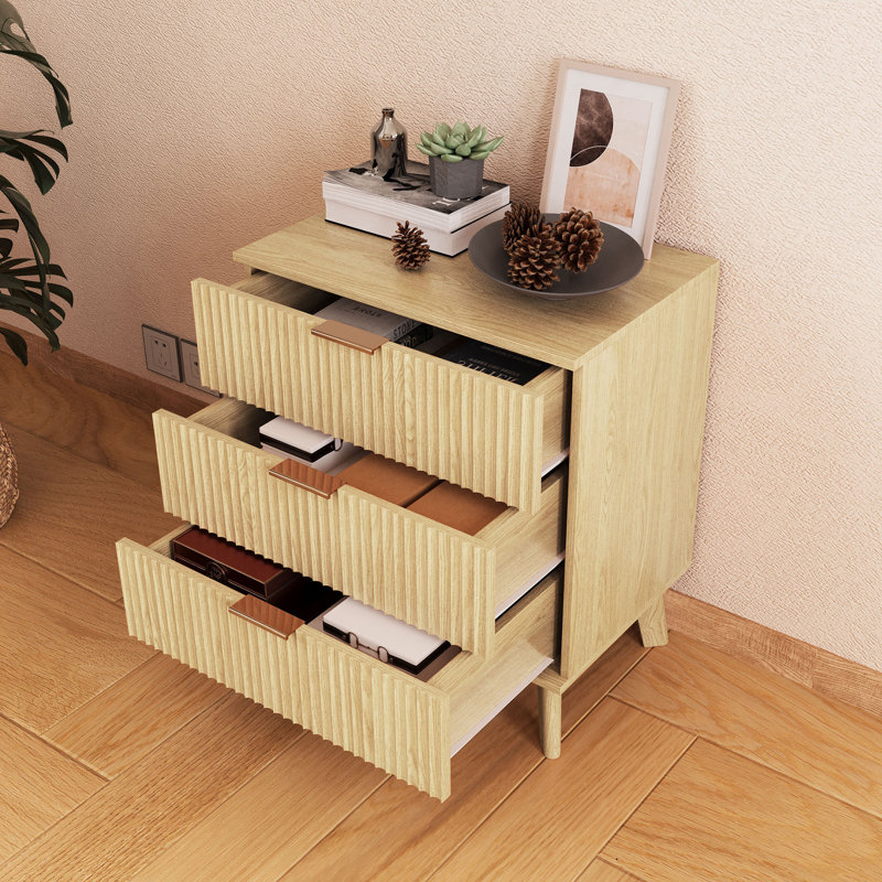 Commode 3 tiroirs Ladanna, Naturel