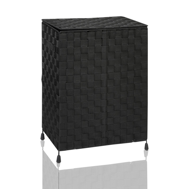 Plastic Laundry Hamper with Handles, Black