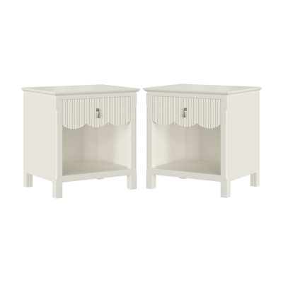 Eakin Wood 1 Drawer Reeded Nightstand, Set Of 2, Cream