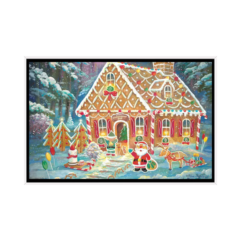 «Santa's Ginger Workshop» par Ruane Manning - reproduction d'art, Aucun mat, H 60 po x l 40po x P 1,5 po