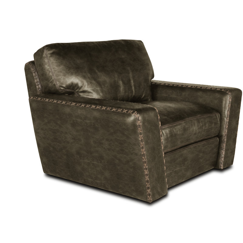 City Cowboy Leather Swivel Club Chair, Graphite (Coyote), Espresso