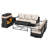 5-Piece Modern Aluminum Outdoor Patio Furniture Set Swivel Chairs with 5000 BTU Fireplace,Coffee Table ,2 Swivel Chairs & 6 Inch Beige Cushions-1823647287