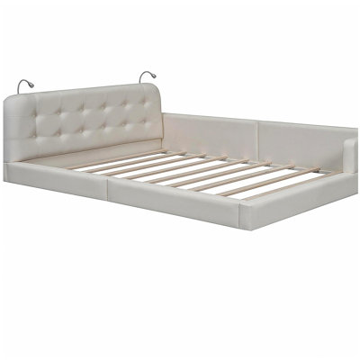 Queen-sized Soft Platform Bed with Two Reading Lamps