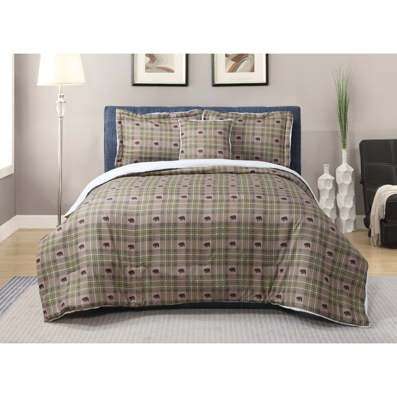 Polyester Plaid Comforter, Twin Comforter + 1 Shams