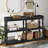 Console Table with 3-Tier Open Storage Spaces And Roman Column Effect Support Legs,Narrow Sofa Entry Table for Living Room, Entryway and Hallway(Black)