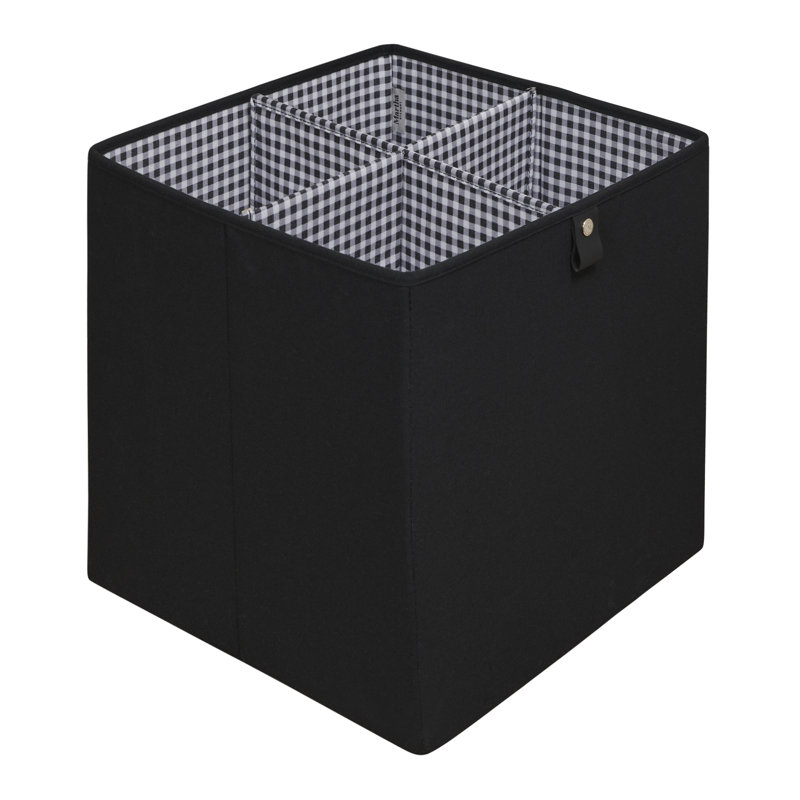 Martha Stewart Essential Collapsible Stackable Decorative Home Storage and Organizational Cube with Dividers, Black