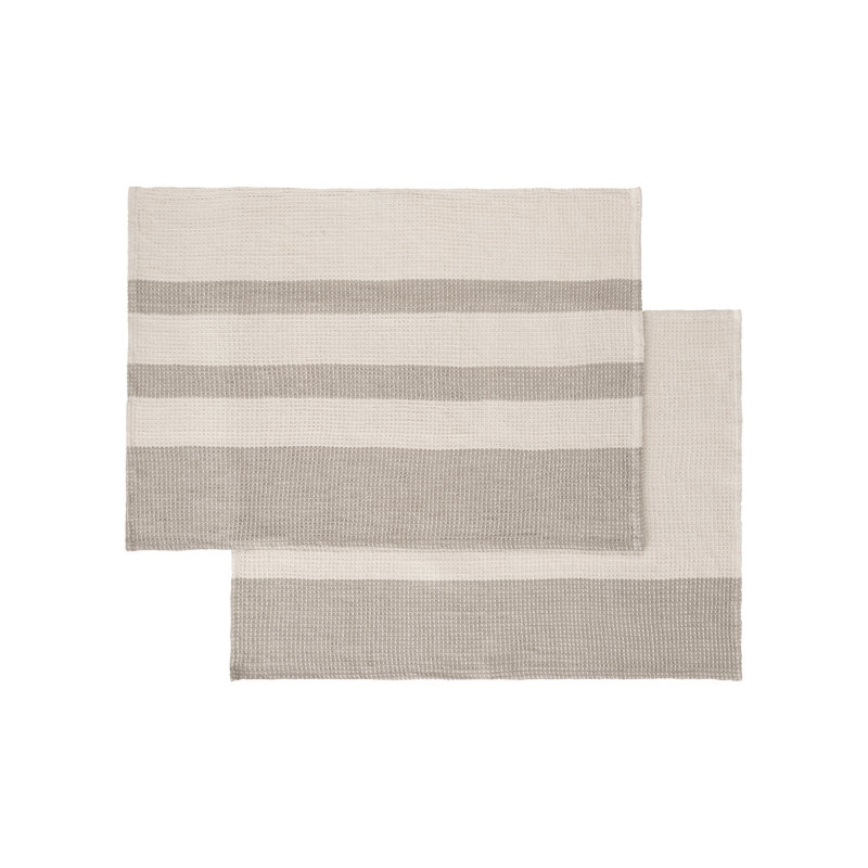 Gano Organic Cotton 2 Piece Tea Towel Set, Moonbeam/Mourning Dove