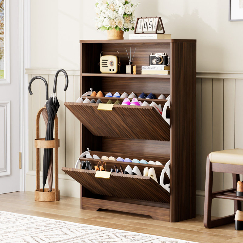 Shoe Cabinet Storage for Entryway Hidden Shoes Storage Cabinet with 3 Flip Drawers, Tall Free Standing Shoe Organizer Rack for Foyer