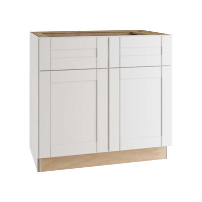 Gallery Express Mercer Plywood Assembled 36 in W X 21 in D X 34.5 in H Vanity Depth Base Kitchen Cabinet with Drawers in White
