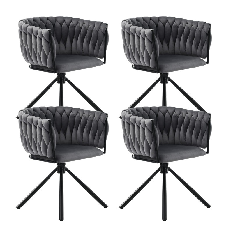 Authneil Velvet Metal Armchair, Grey, Black, 2