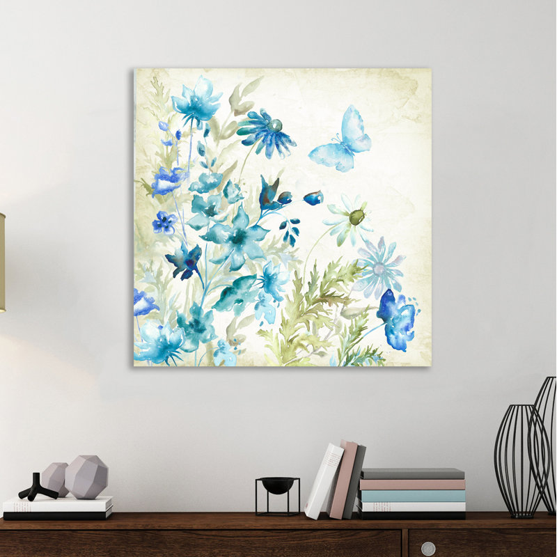 Wildflower And Butterfly by Tre Sorelle Studios - Wrapped Canvas Print, 45.72cm H x 45.72cm W