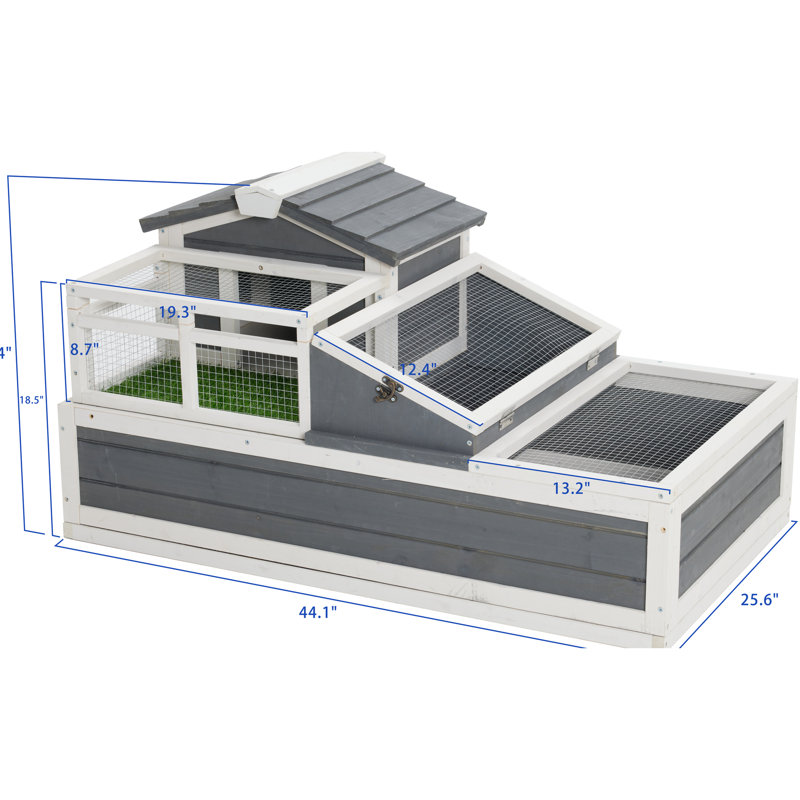 Cage à tortue en bois classique, 2 étages et plateau de toit ouvert pour petit animal de compagnie, enclos de 2 étages avec