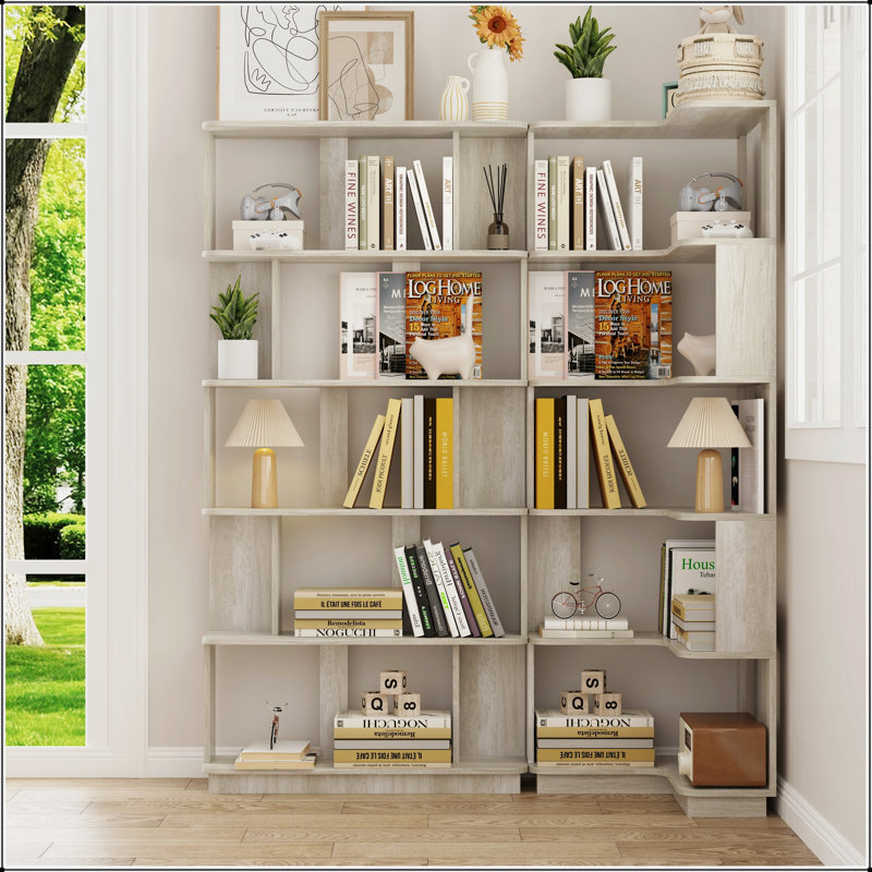 Ensemble de 2 bibliothèques combinées gratuites, en forme de L et I, peu encombrantes, parfaites pour l'organisation de la maison et du bureau