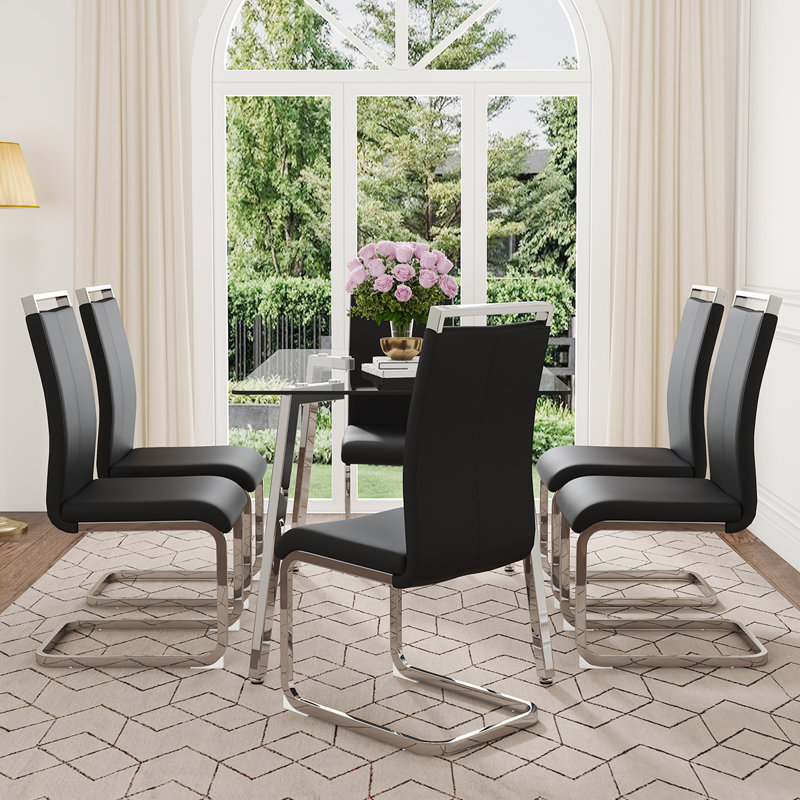 Ensemble de table de salle à manger 51 po en verre, avec plateau en verre trempé transparent, idéal pour les petits espaces