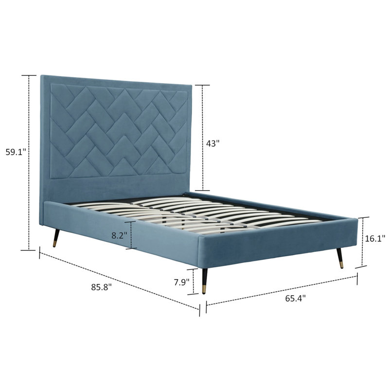 Toshiye Upholstered Platform Bed, Queen, Blue