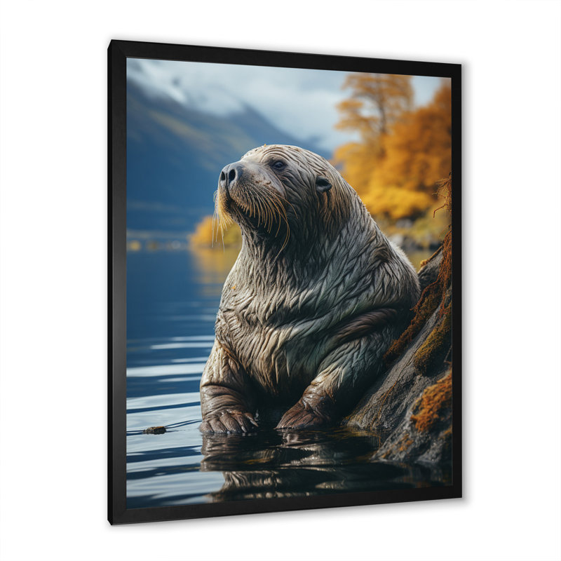 Morse des reflets côtiers sur toile, Cadre simple noir, H 40 po x l 30 po x P 1,5 po