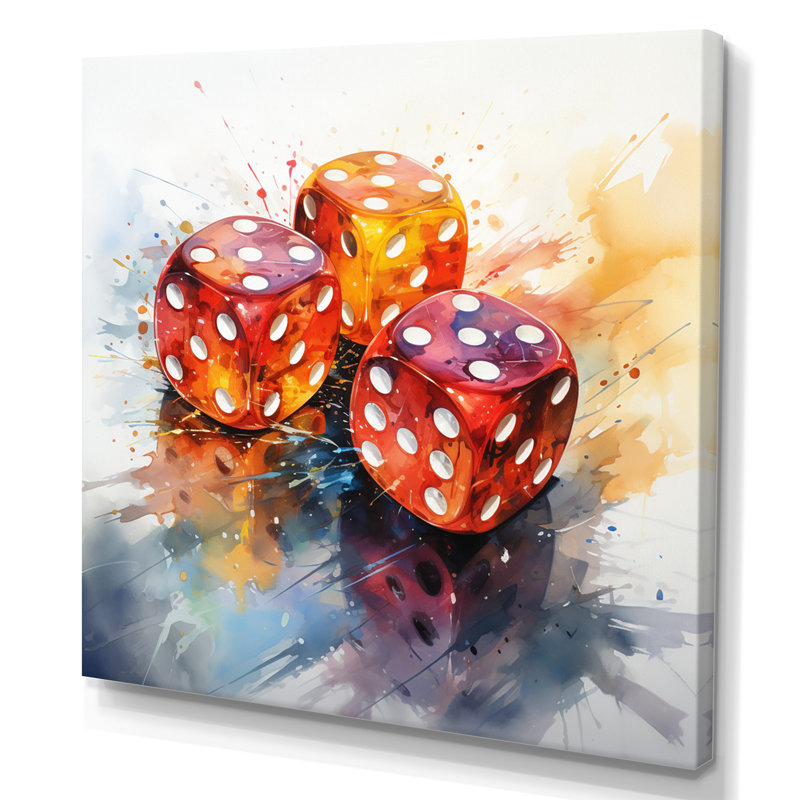 «Casino Royale Dice V» - Impression sur toile de casino et jeux, Toile tendue, H 24 po x l 24 po x P 1 po