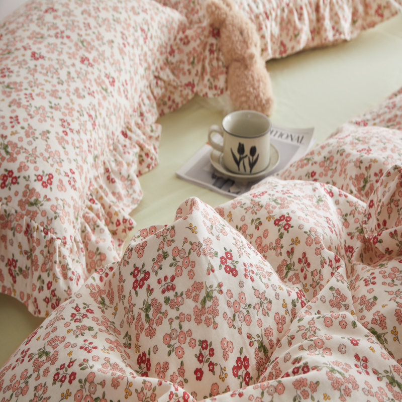 Ensemble de housse de couette chic 100% coton imprimé de fleurs, Housse de couette grand et 2 taies d'oreiller stan