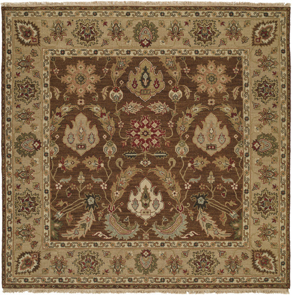 Wool Oriental Area Rug in Brown/Camel, Square 10'