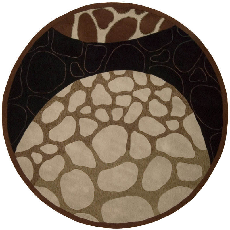 Ahlayah Wool Abstract Indoor Rug, Round 5'9"
