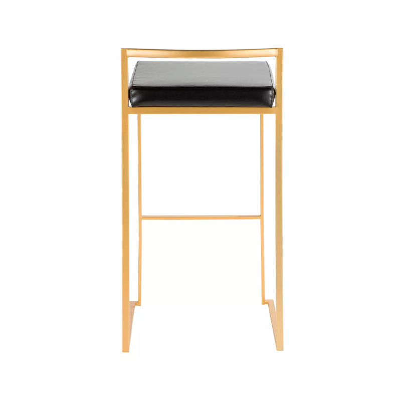 Tabouret de comptoir Erick, Or, Noir