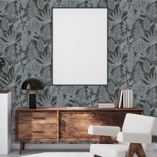 Galerie Flourish Blue Tree Leaf Wallpaper FL61114, Silver