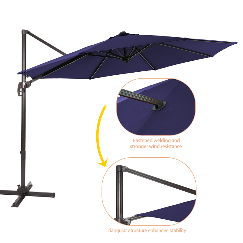 Parasol en porte-à-faux 120 po, Bleu marine