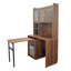 Bureau d'ordinateur avec bureau rotatif à 90 degrés, 3 portes en verre, bibliothèque et huche pour l'espace de travail-1381323595