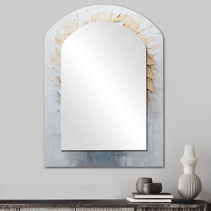 Miroir mural moderne moderne beige et blanc Dreamcatcher, 34 po x 25 po