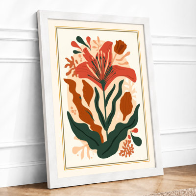 Modernist Red Lily Botanical - Framed Print