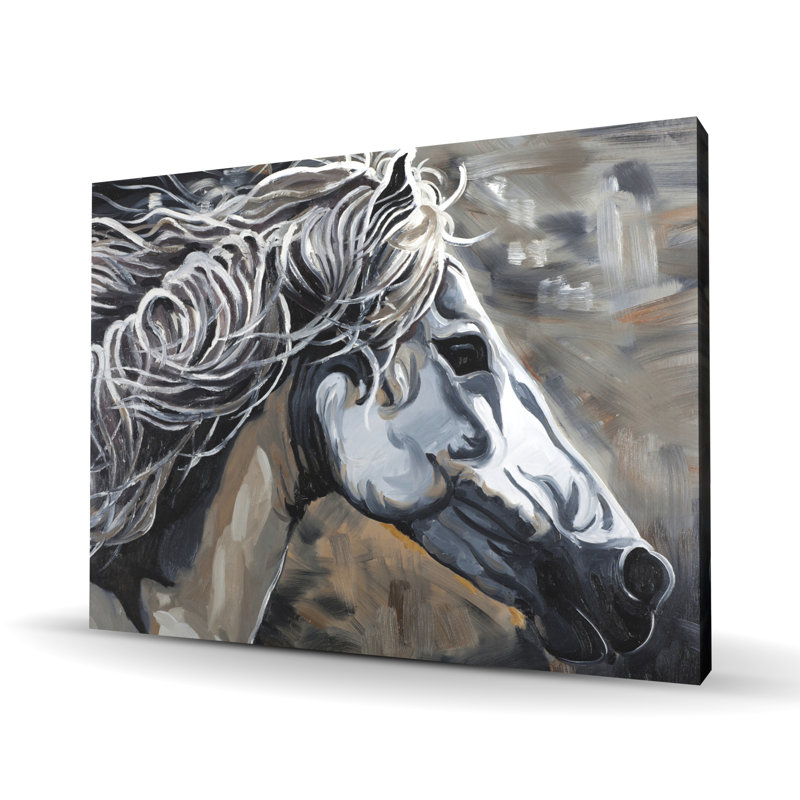 «Side of a Wild Horse» - décor de salon en toile noire
