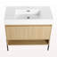Ensemble de meuble-lavabo 36 po avec lavabo simple en résine, ensemble d'armoires de rangement modernes 2 portes, bois massif multicouche, chêne