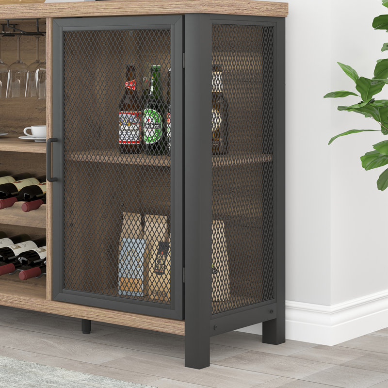 55'' Bar Cabinet, Rustic Oak/Black