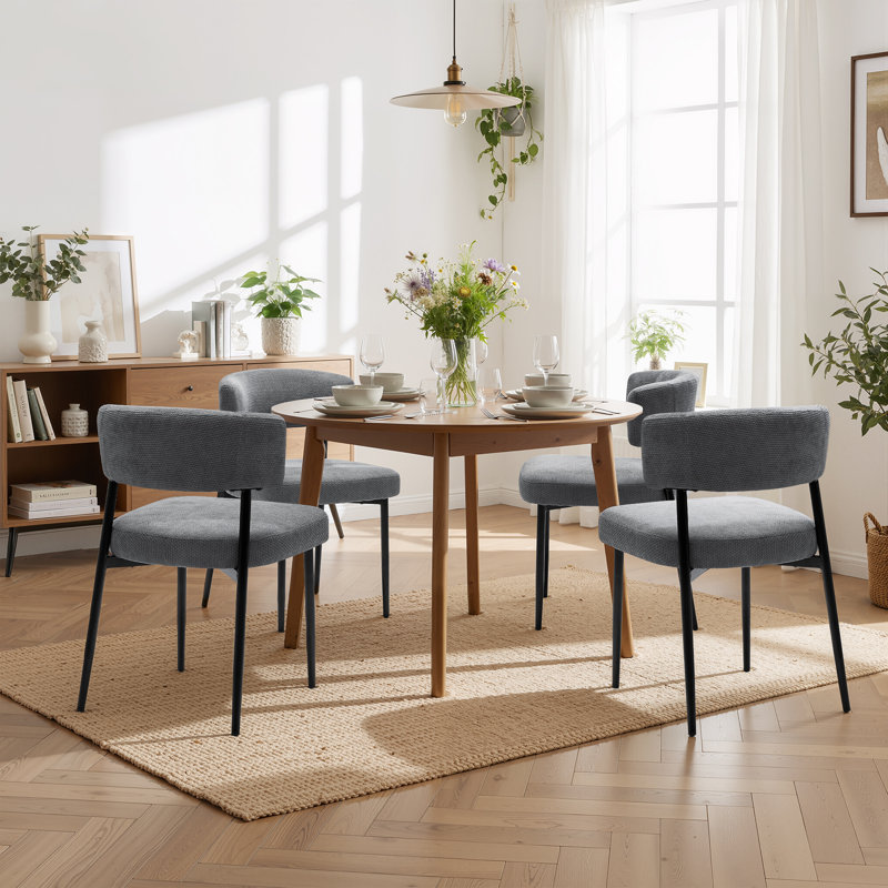 Chaises de salle à manger Ilhan, Tissu gris
