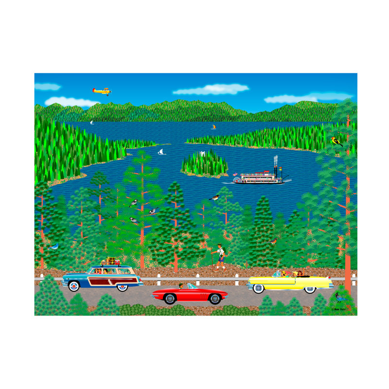 Cruising Lake Tahoe Green and Blue Landscape Canvas Art