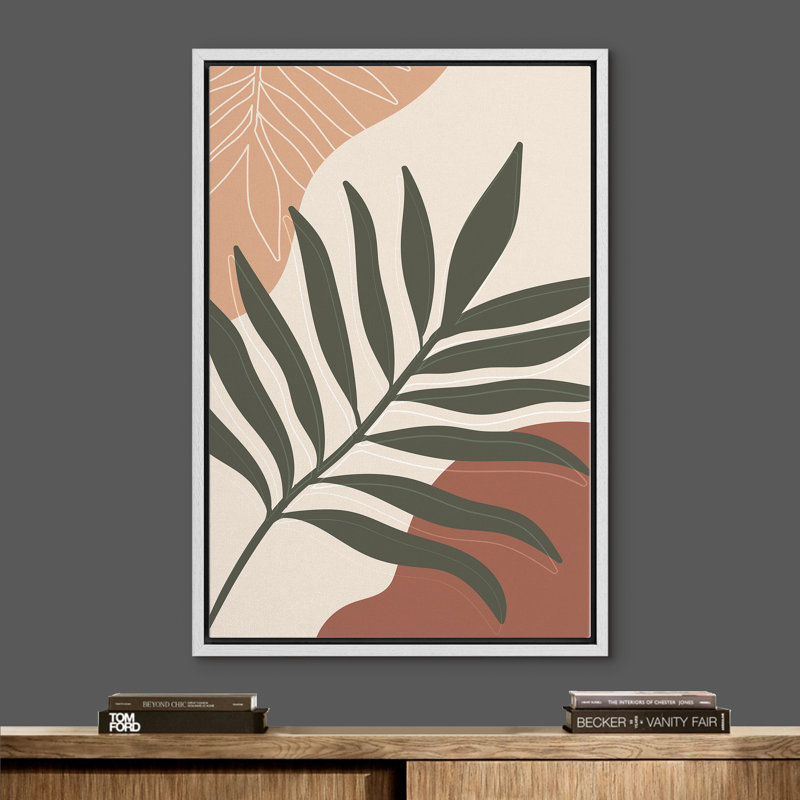 " Green Botanical Jungle Leaf Display ", 36" H x 24" W x 1.5" D, White Framed