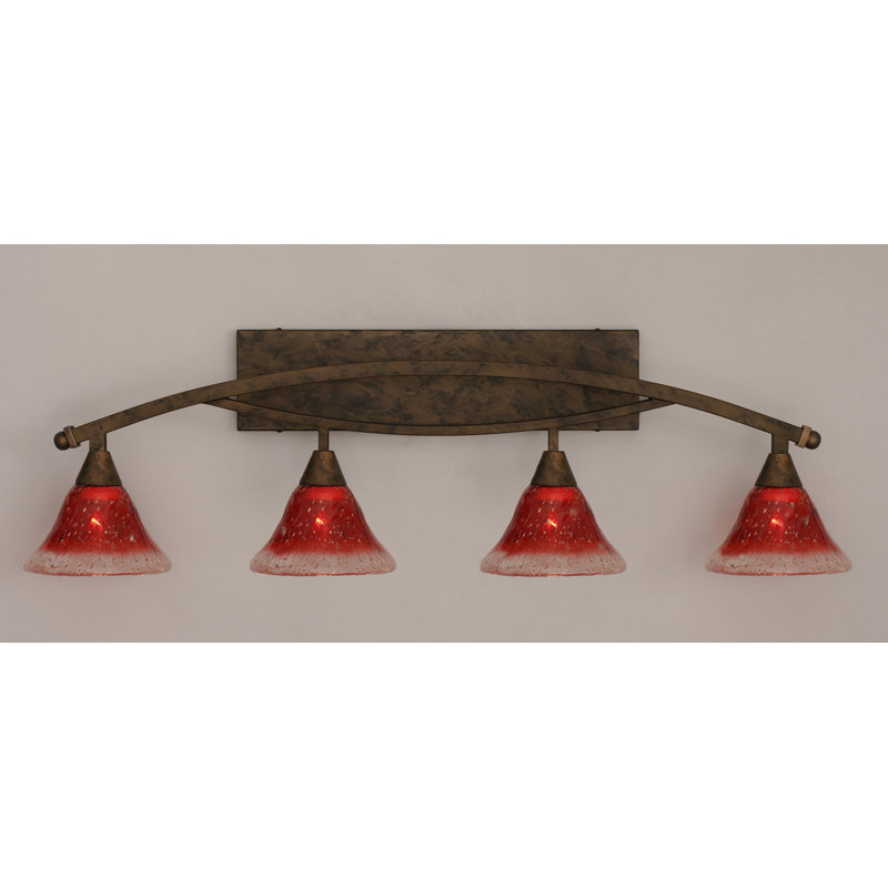 Eisenhauer 4 Light Bath Bar Shown In Bronze Finish With 7" Raspberry Crystal Glass, Raspberry