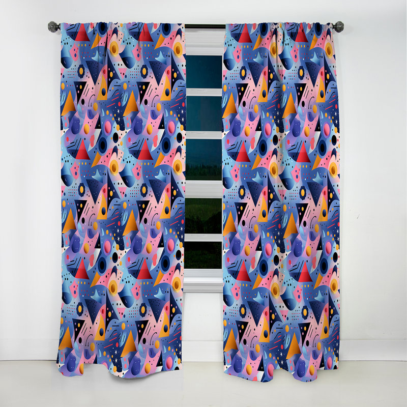 Multicolore motif géométrique cool et triangulaire - Rideau occultant abstrait - 1 panneau, L 52 po x L 120 po