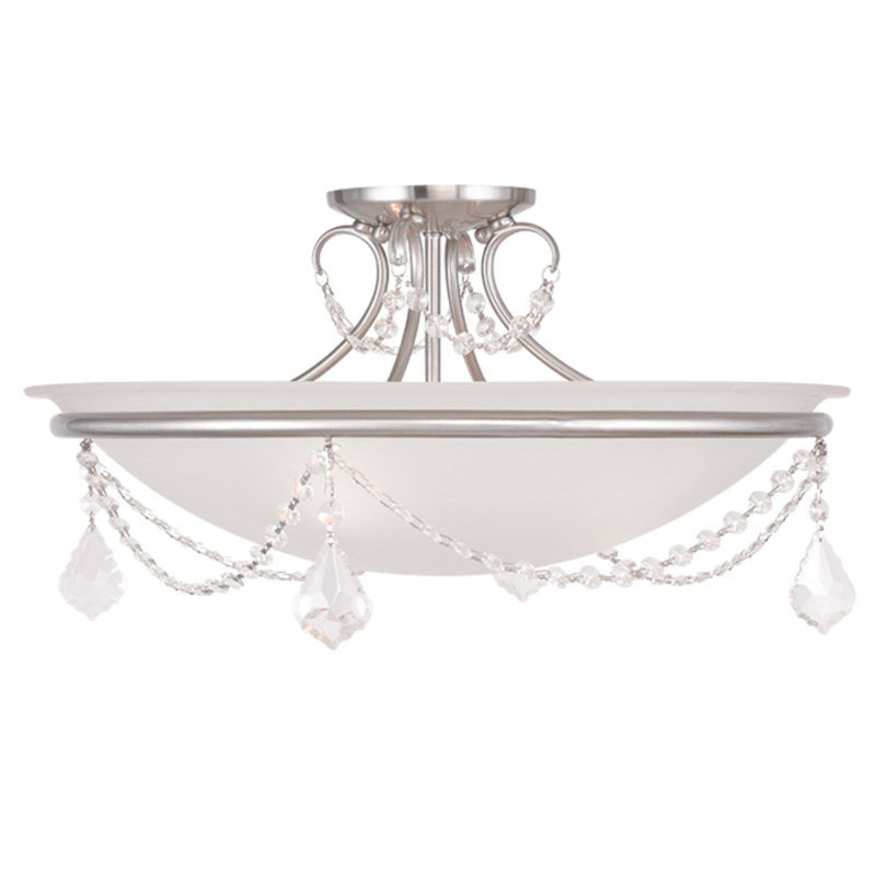 Keeter Glass Semi Flush Mount, Brushed Nickel, 11" H x 20" W x 20" D