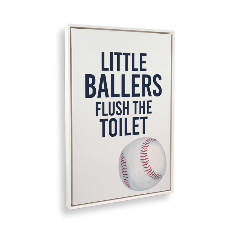 Little Ballers Flush The Toilette, H 48,75 po x l 32,75 po, Cadre flottant, Blanc opaque